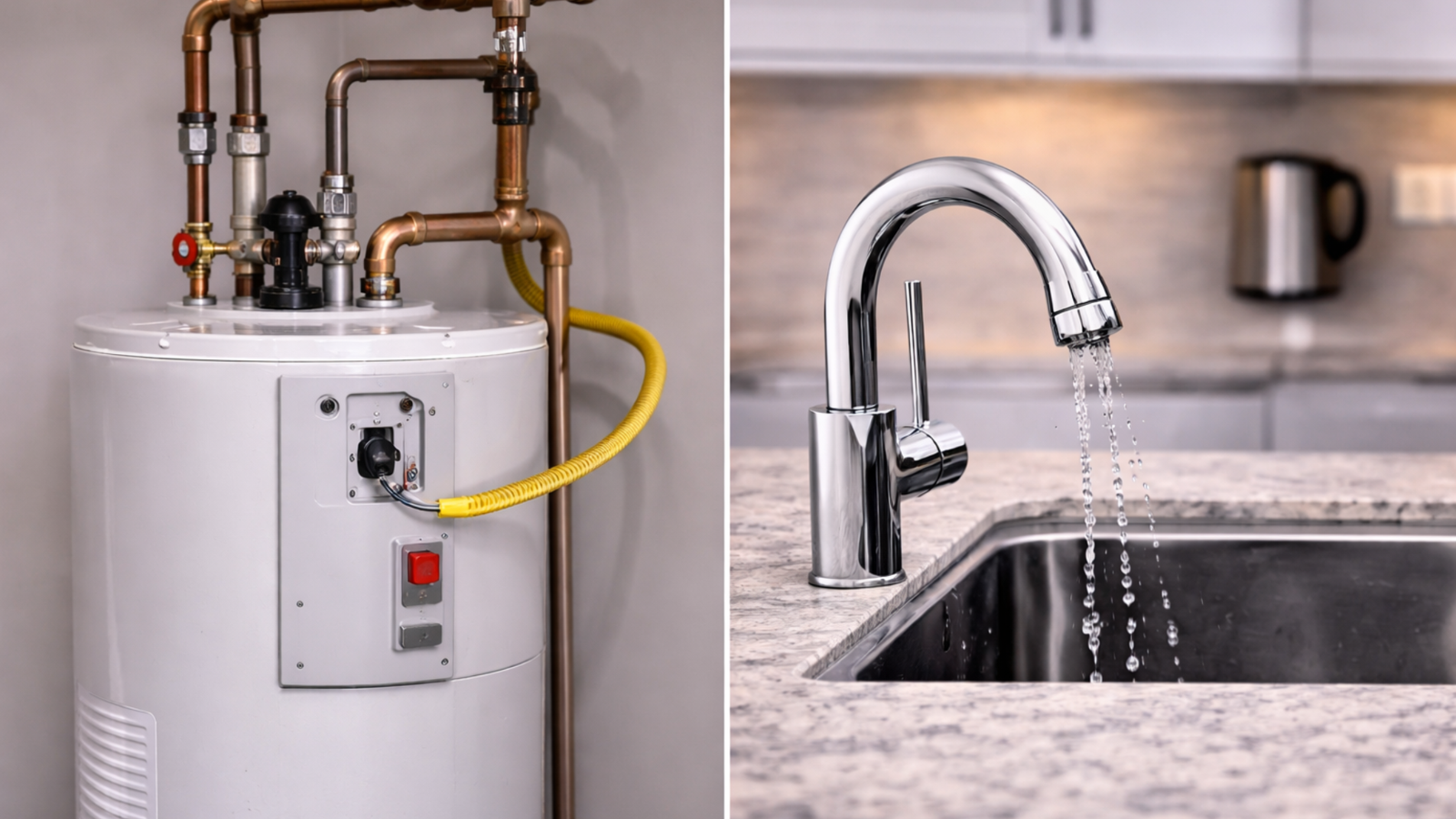 Technician diagnosing a residential water heater repair issue in Lacombe