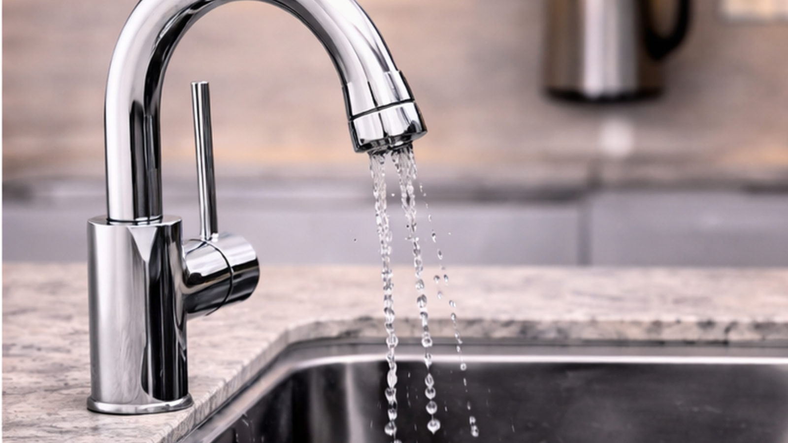 Kitchen fixture showing a hot water symptom